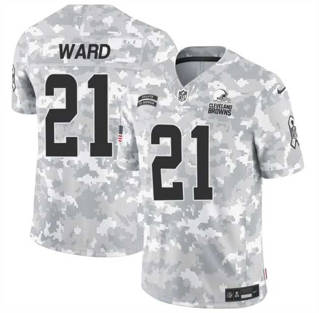 Men%27s Cleveland Browns #21 Denzel Ward 2024 F.U.S.E Arctic Camo Salute To Service Limited Stitched Football Jersey Dzhi->cleveland browns->NFL Jersey